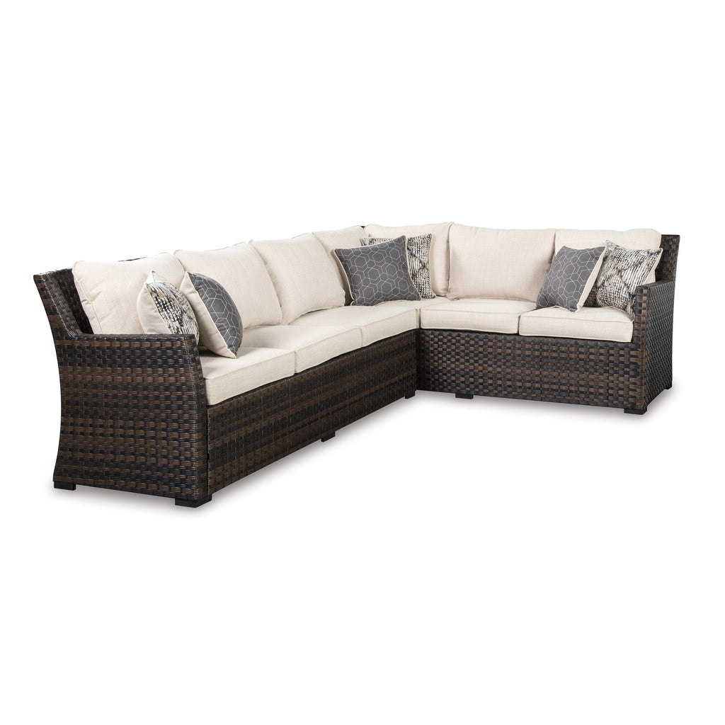 Easy Isle 3-Piece Outdoor Sofa Sectional with Table Ash-P455P1