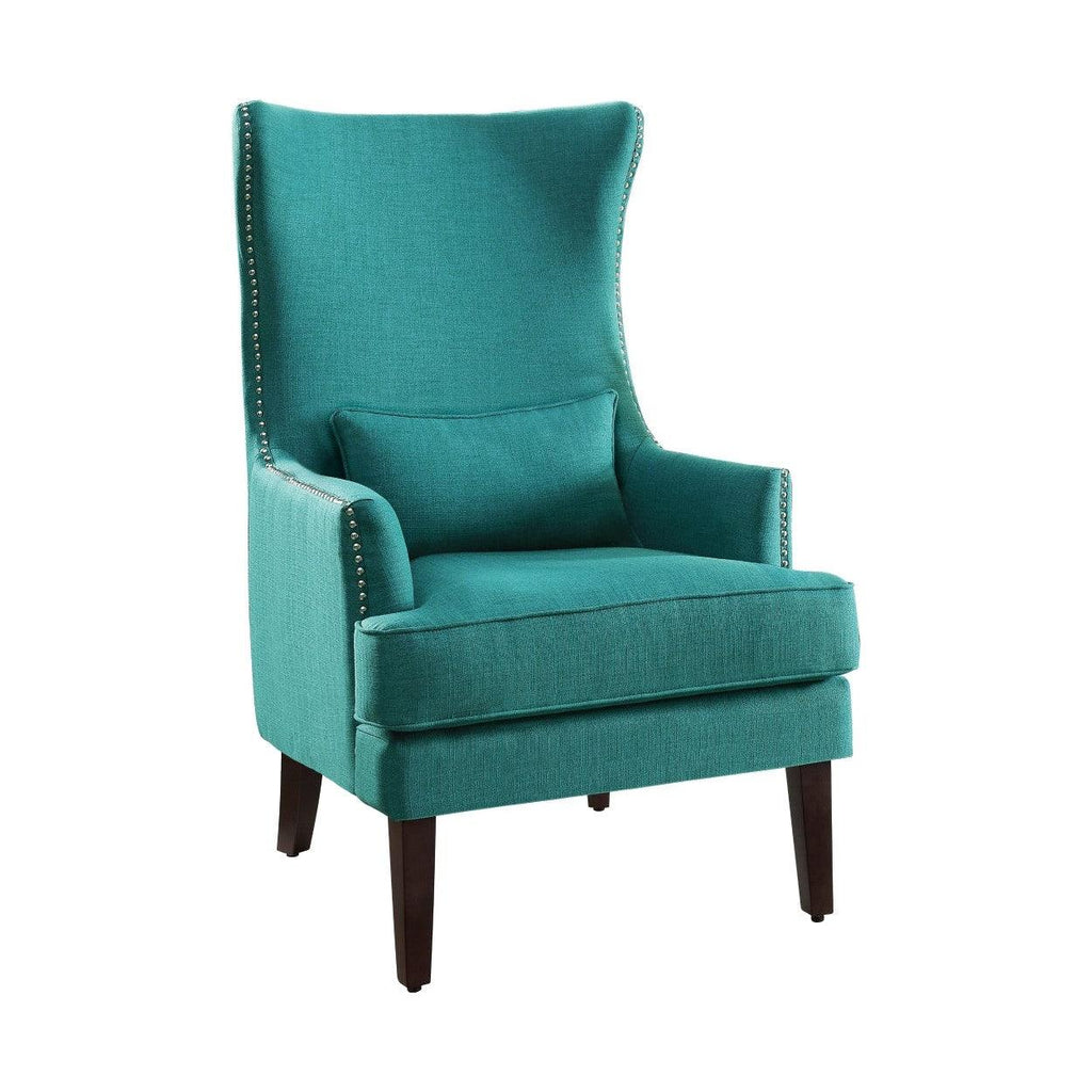 ACCENT CHAIR W/ KIDNEY PILLOW, TEAL 100% POLYESTER 1296F2S