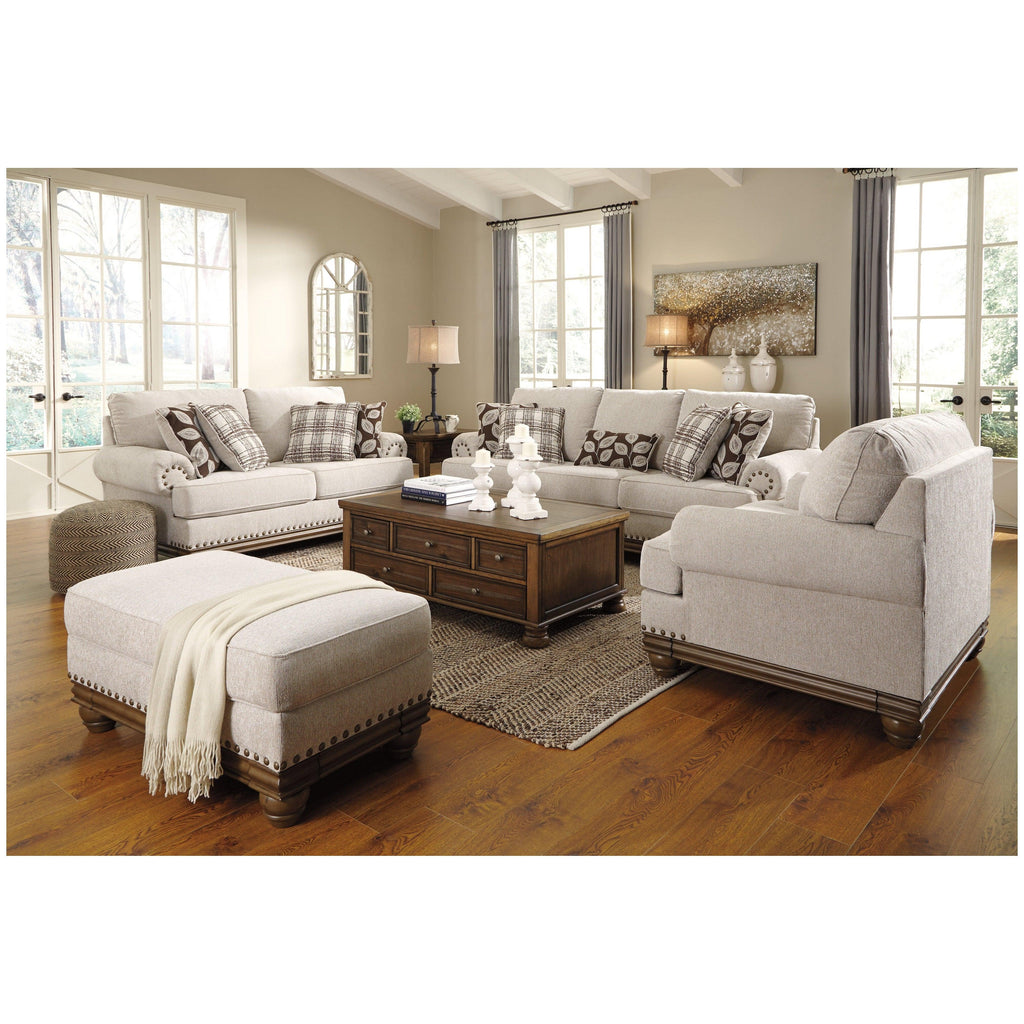Harleson Sofa and Loveseat with Chair and Ottoman Ash-15104U4