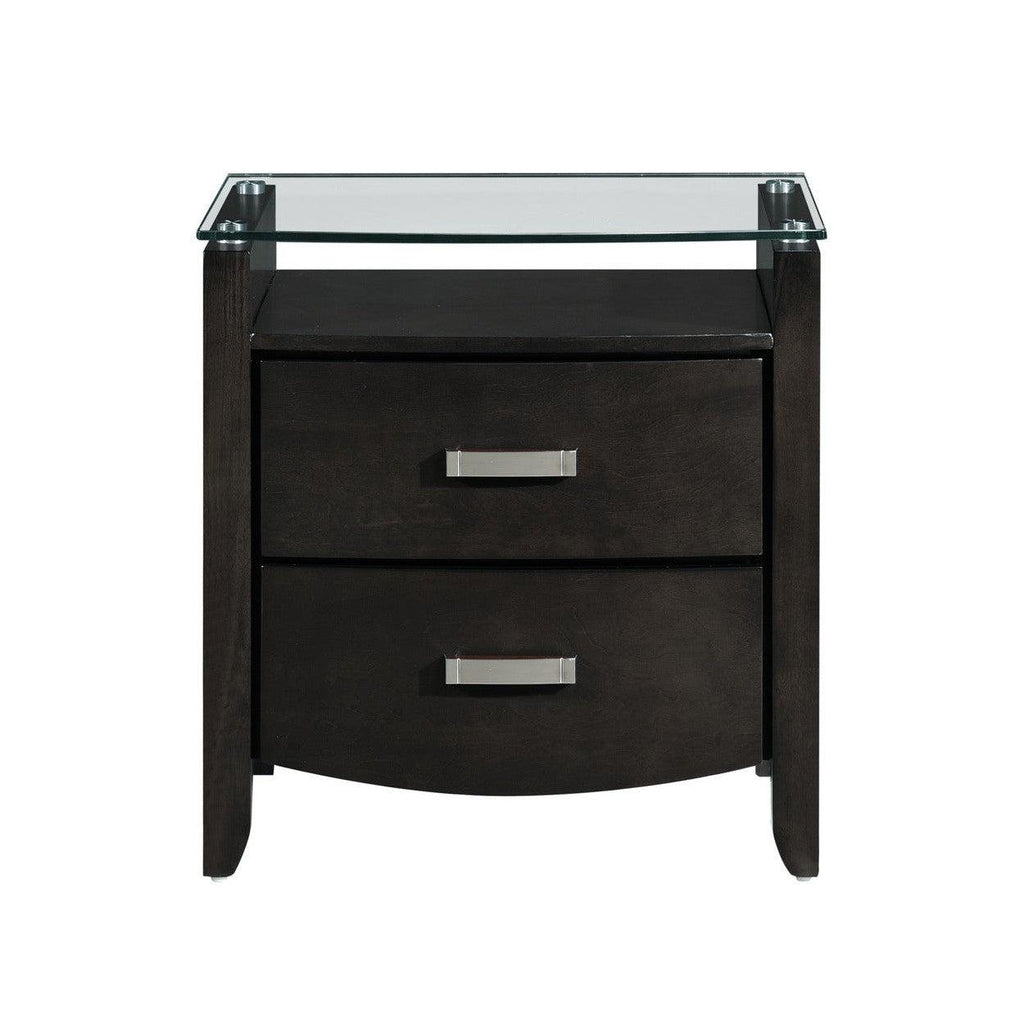 NIGHT STAND, GLS TOP, GREY 1737NGY-4