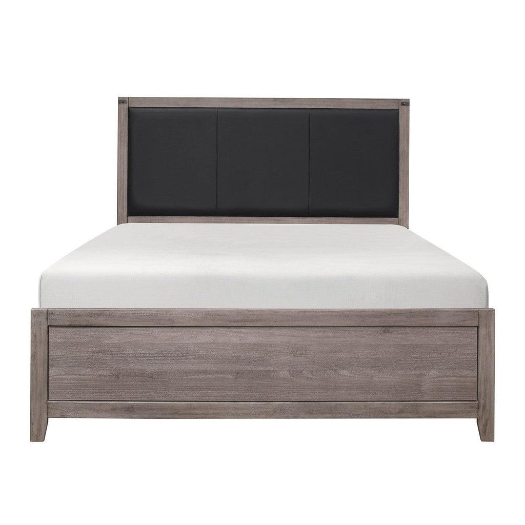 (2) QUEEN BED, MELAMINE, BRW GRY/BLK 2042-1*