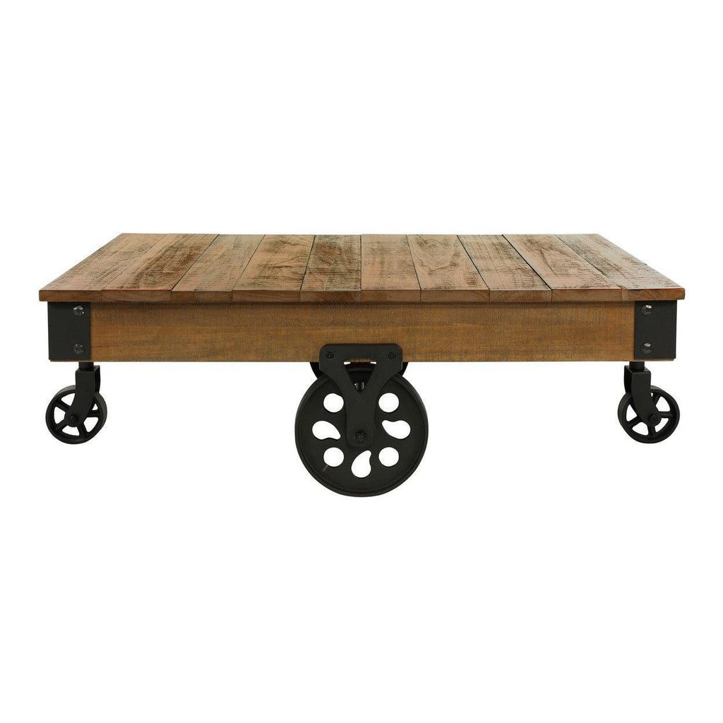COCKTAIL TABLE ON WHEELS, SOLID WOOD 3228-30