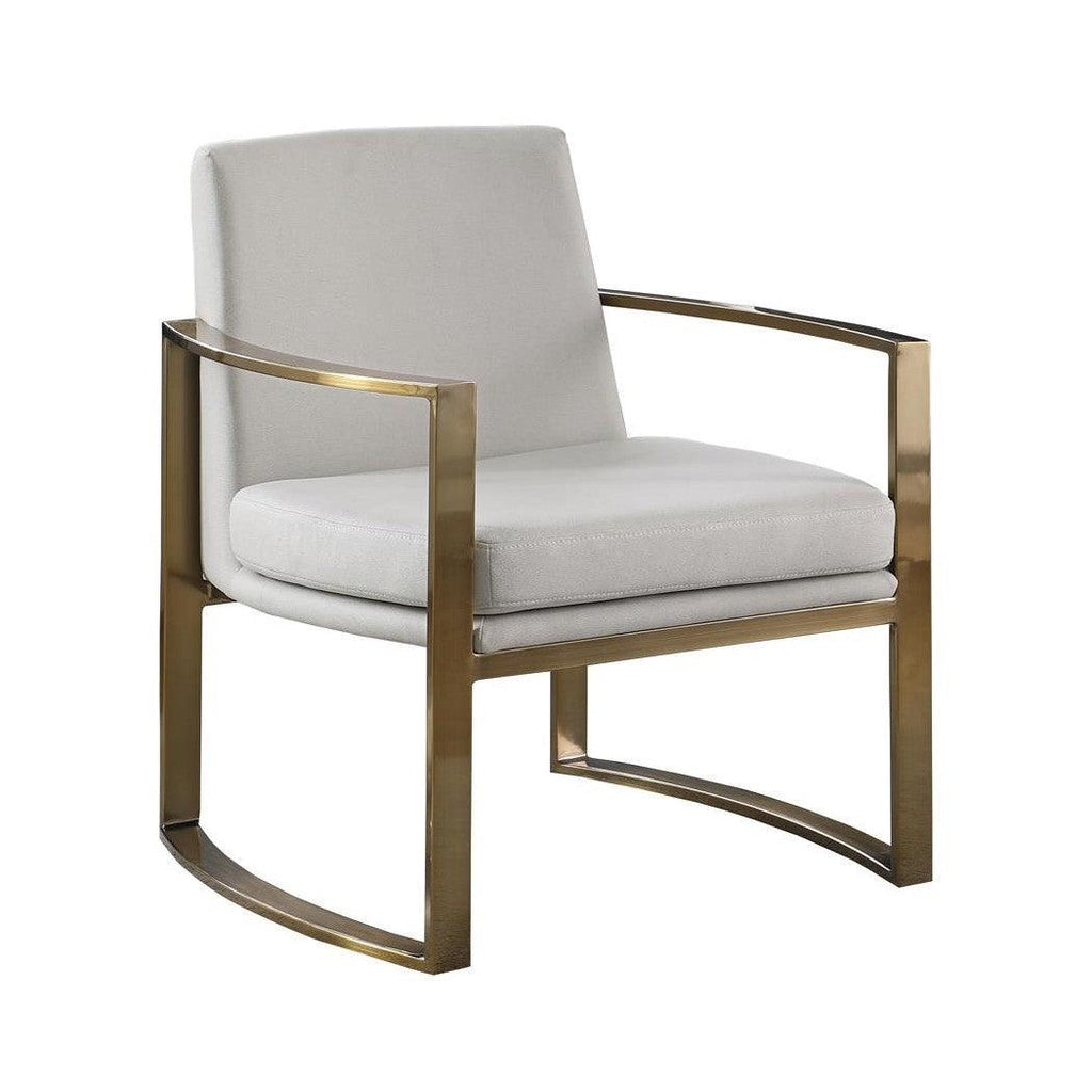 Cory Concave Metal Arm Accent Chair Cream and Bronze 903048