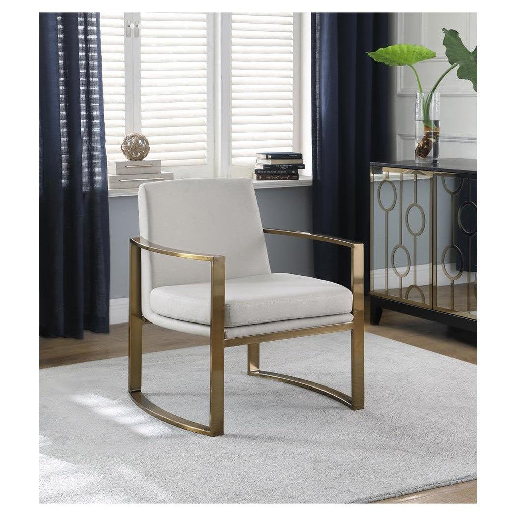 Cory Concave Metal Arm Accent Chair Cream and Bronze 903048