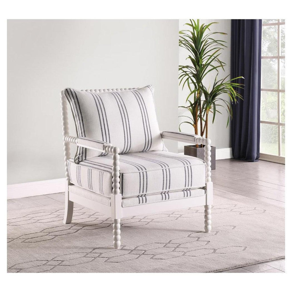 Blanchett Upholstered Accent Chair with Spindle Accent White and Navy 903835