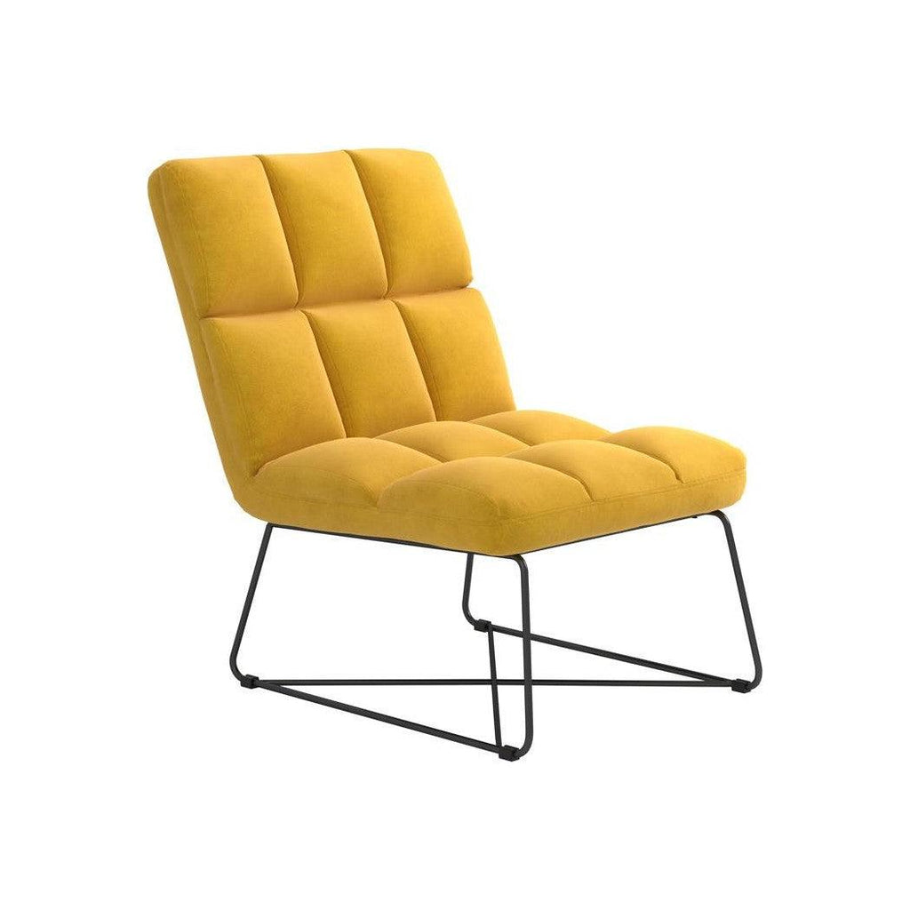 Armless Upholstered Accent Chair Yellow 903837