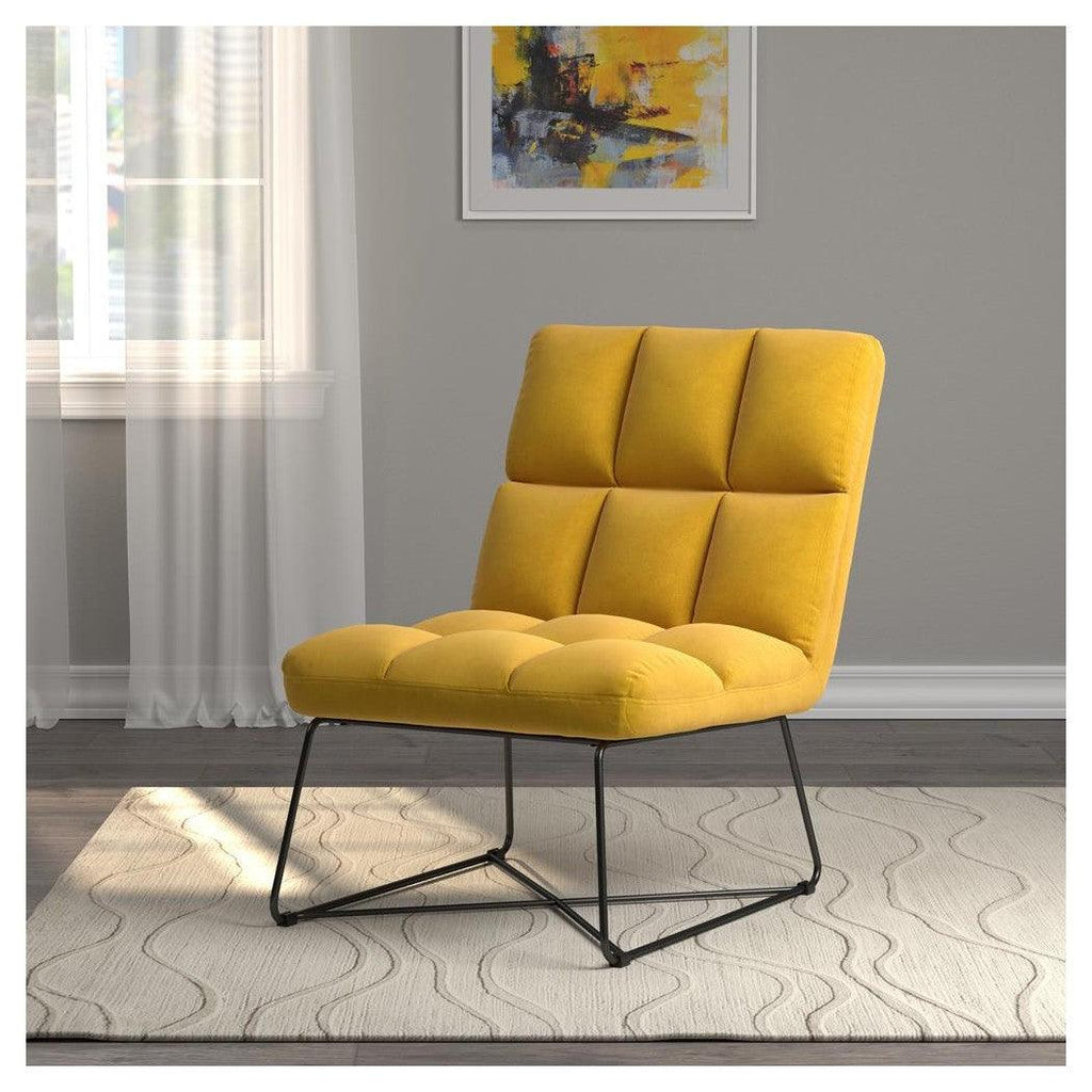 Armless Upholstered Accent Chair Yellow 903837