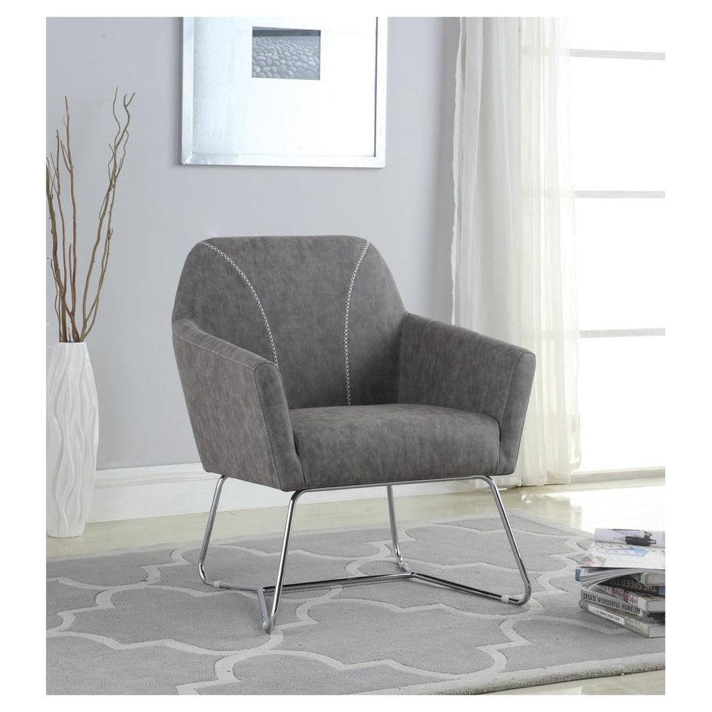 Sloped Arm Upholstered Accent Chair Grey 903850