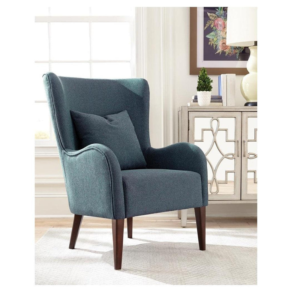 Curved Arm Upholstered Accent Chair Blue 903963