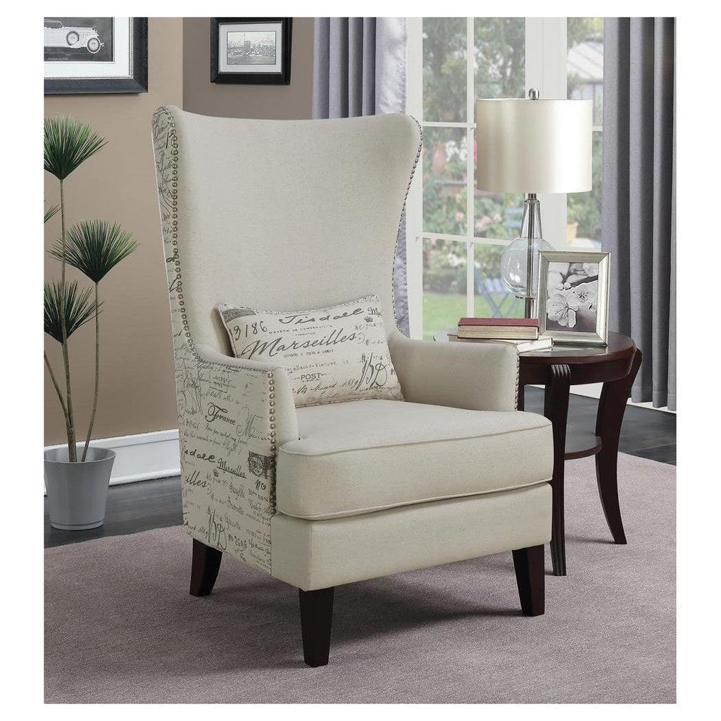 Pippin Curved Arm High Back Accent Chair Cream 904047