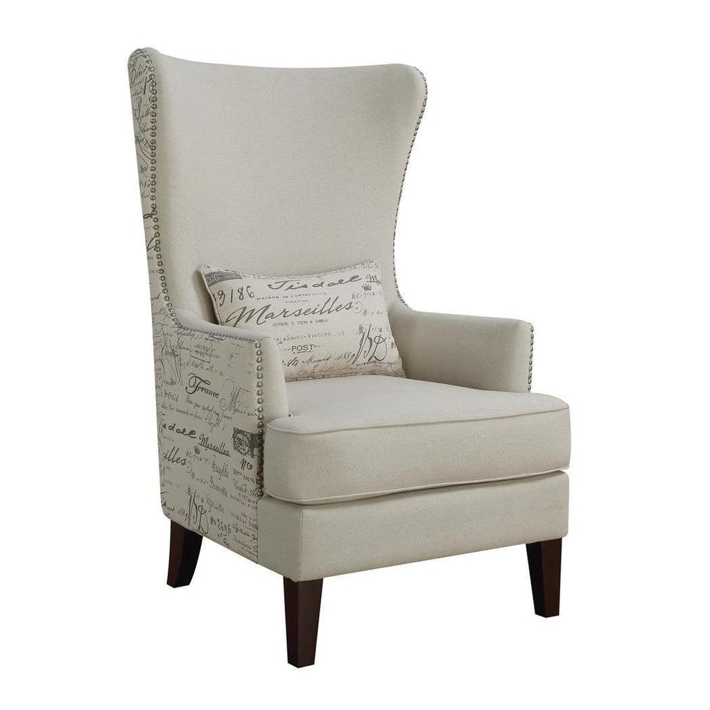 Pippin Curved Arm High Back Accent Chair Cream 904047