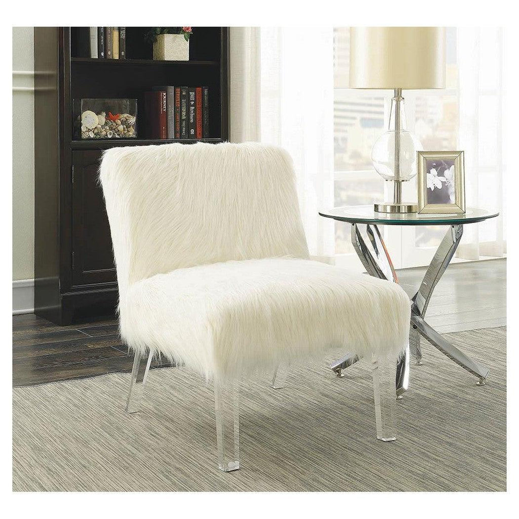 Faux Sheepskin Upholstered Accent Chair White 904059