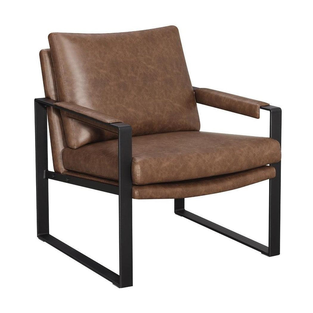 Rosalind Upholstered Accent Chair with Removable Cushion Umber Brown and Gunmetal 904112