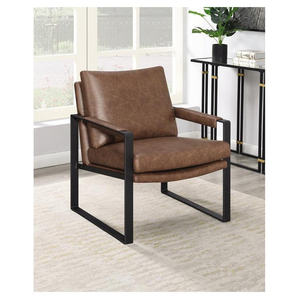 Rosalind Upholstered Accent Chair with Removable Cushion Umber Brown and Gunmetal 904112