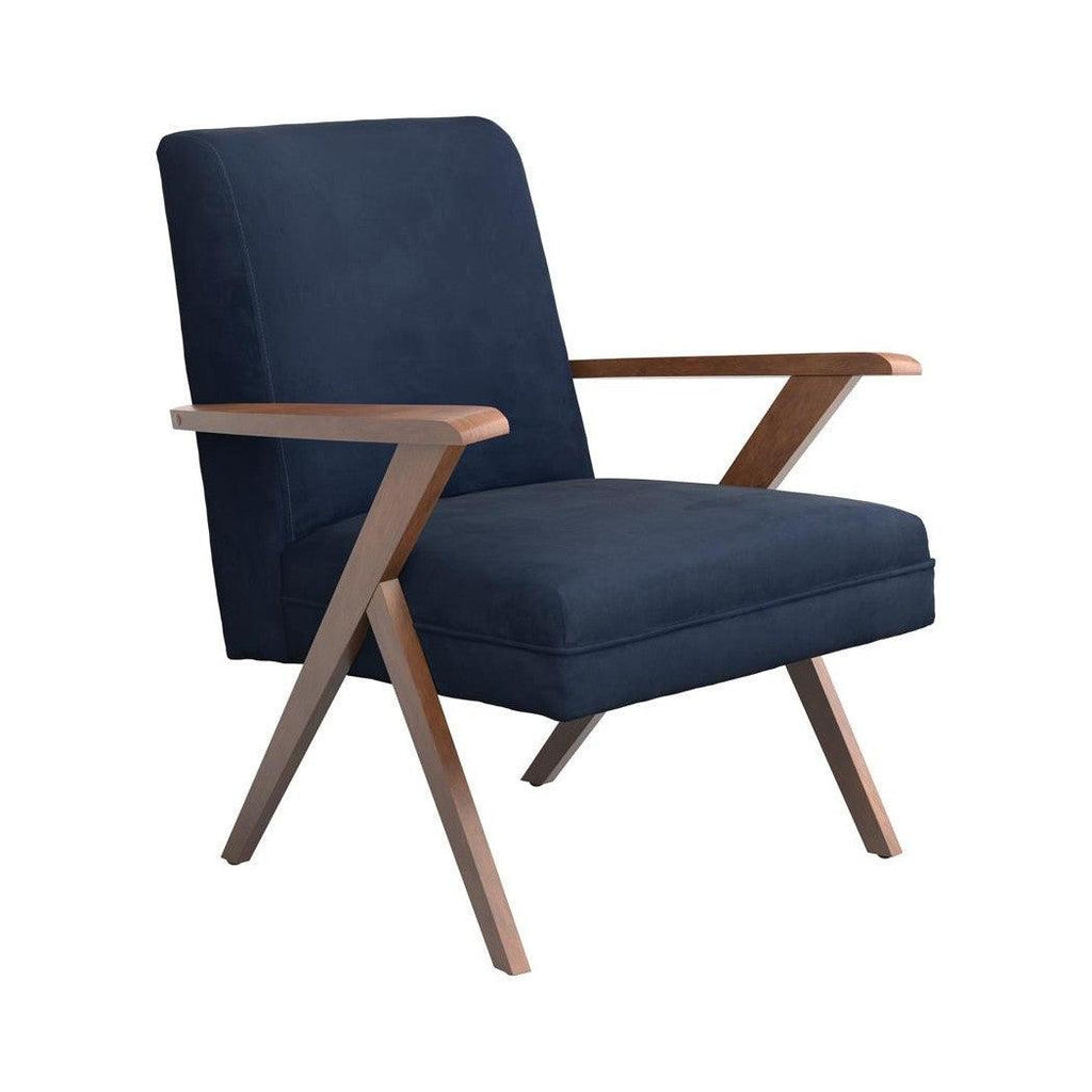 Cheryl Wooden Arms Accent Chair Dark Blue and Walnut 905415
