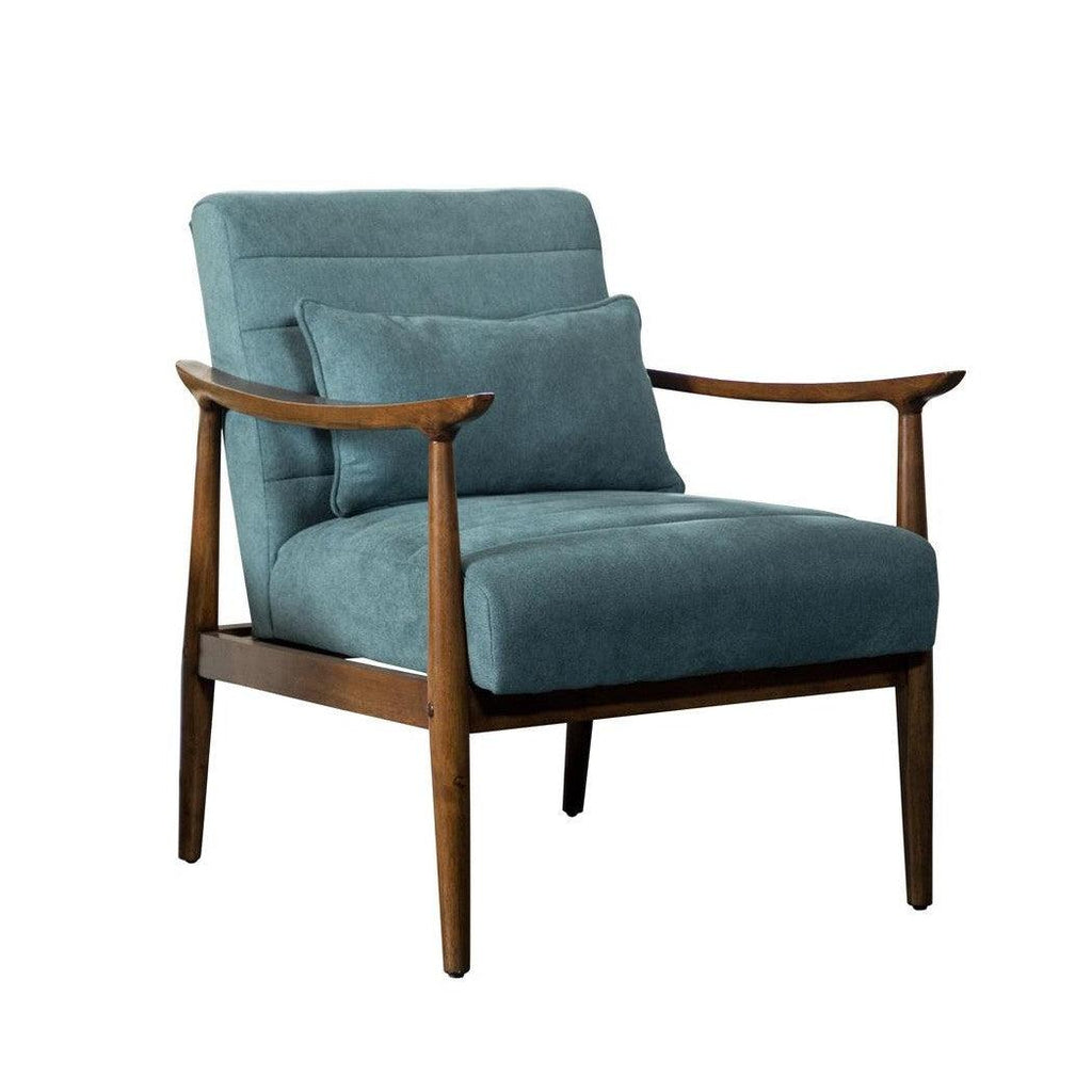 Wooden Arm Accent Chair Teal and Walnut 905572