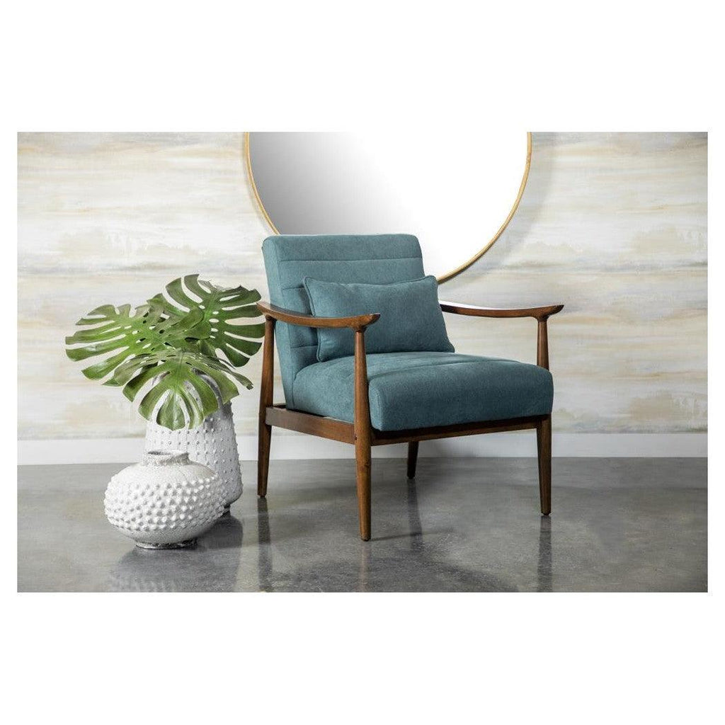 Wooden Arm Accent Chair Teal and Walnut 905572
