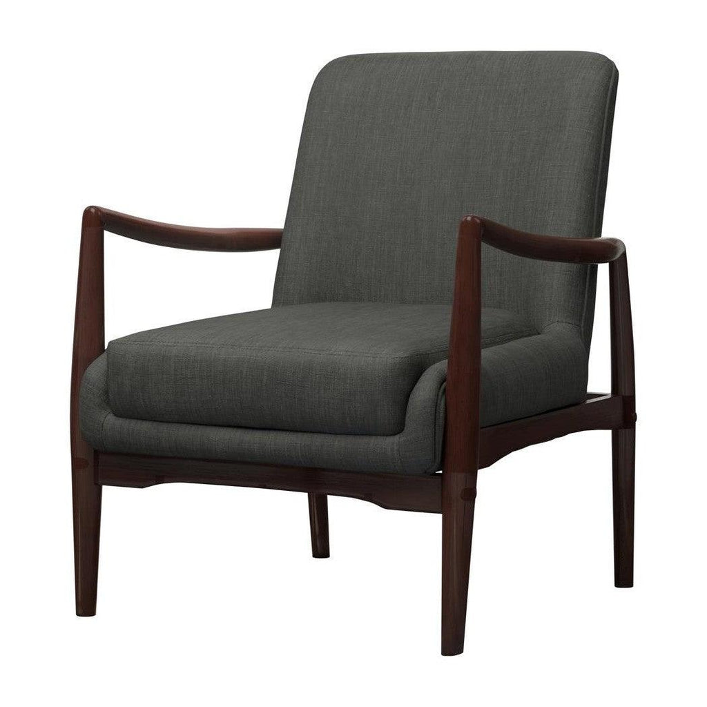Upholstered Accent Chair with Wooden Arm Dark Grey and Brown 905583