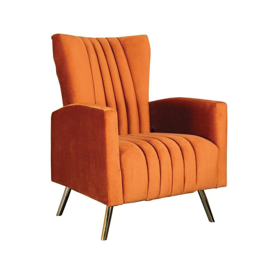 Channeled Tufted Upholstered Accent Chair Rust 905605