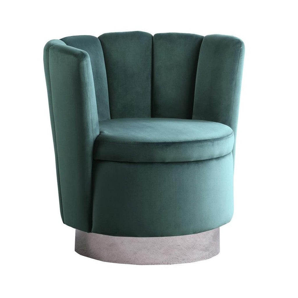 Channeled Tufted Swivel Chair Dark Teal and Chrome 905646