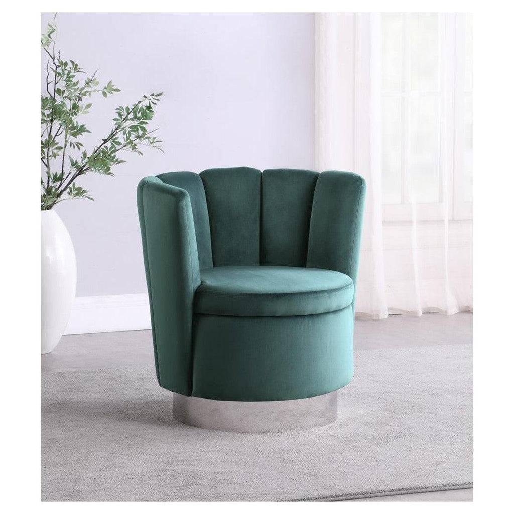 Channeled Tufted Swivel Chair Dark Teal and Chrome 905646