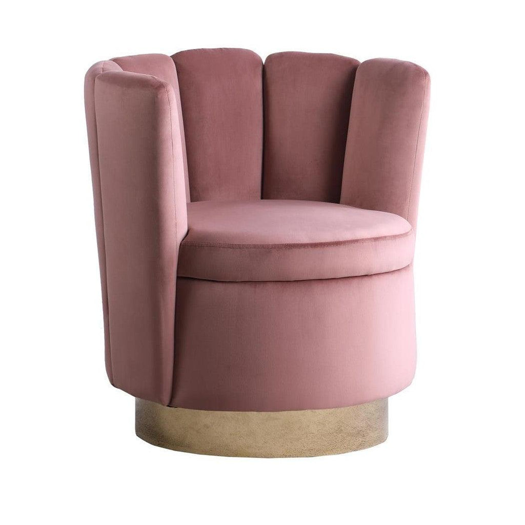 Channeled Tufted Swivel Chair Rose and Gold 905648