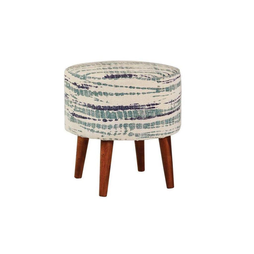 Mason Round Accent Stool Blue and White 918493