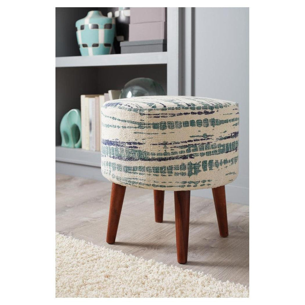 Mason Round Accent Stool Blue and White 918493