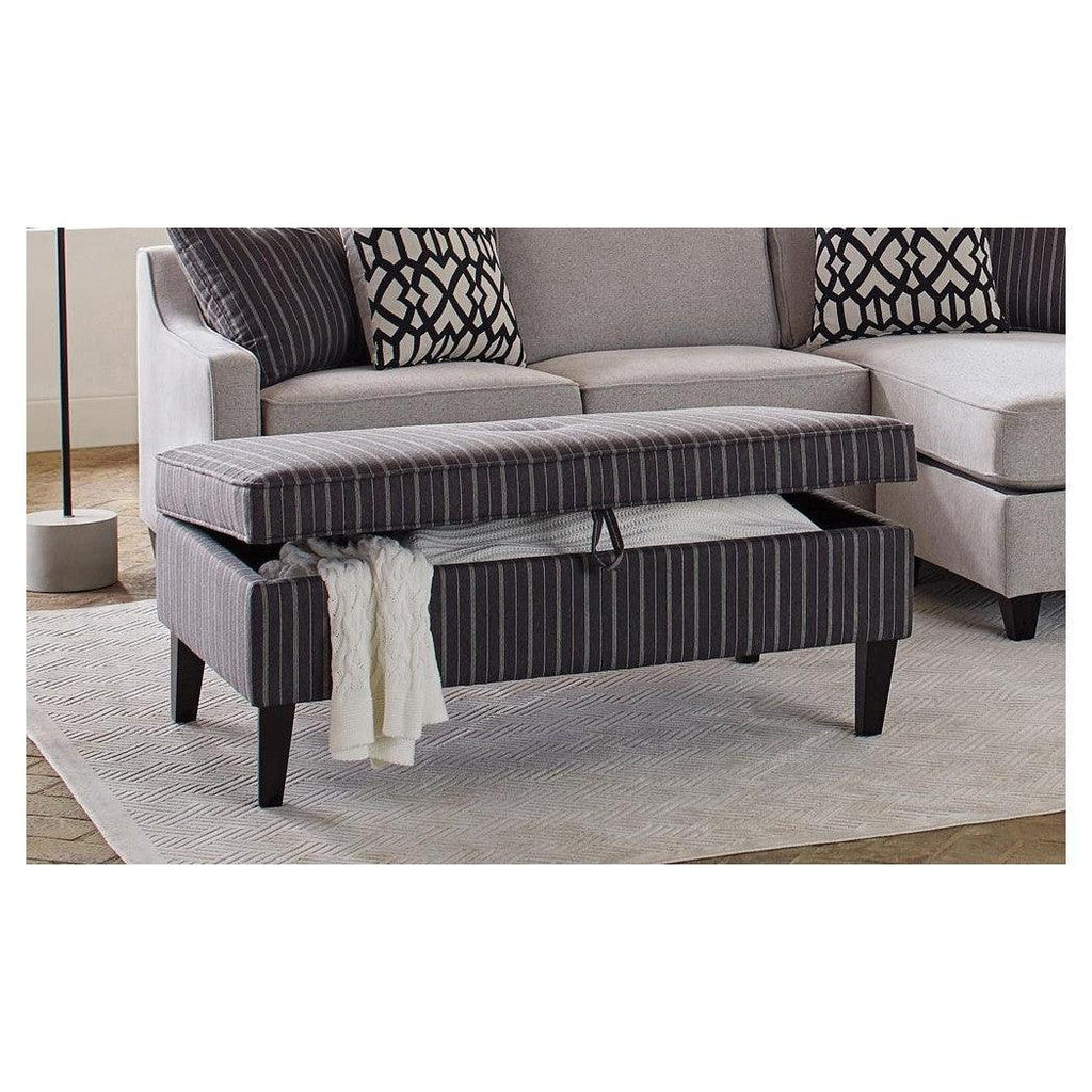 Ernest Rectangular Upholstered Storage Ottoman Black and White 920207