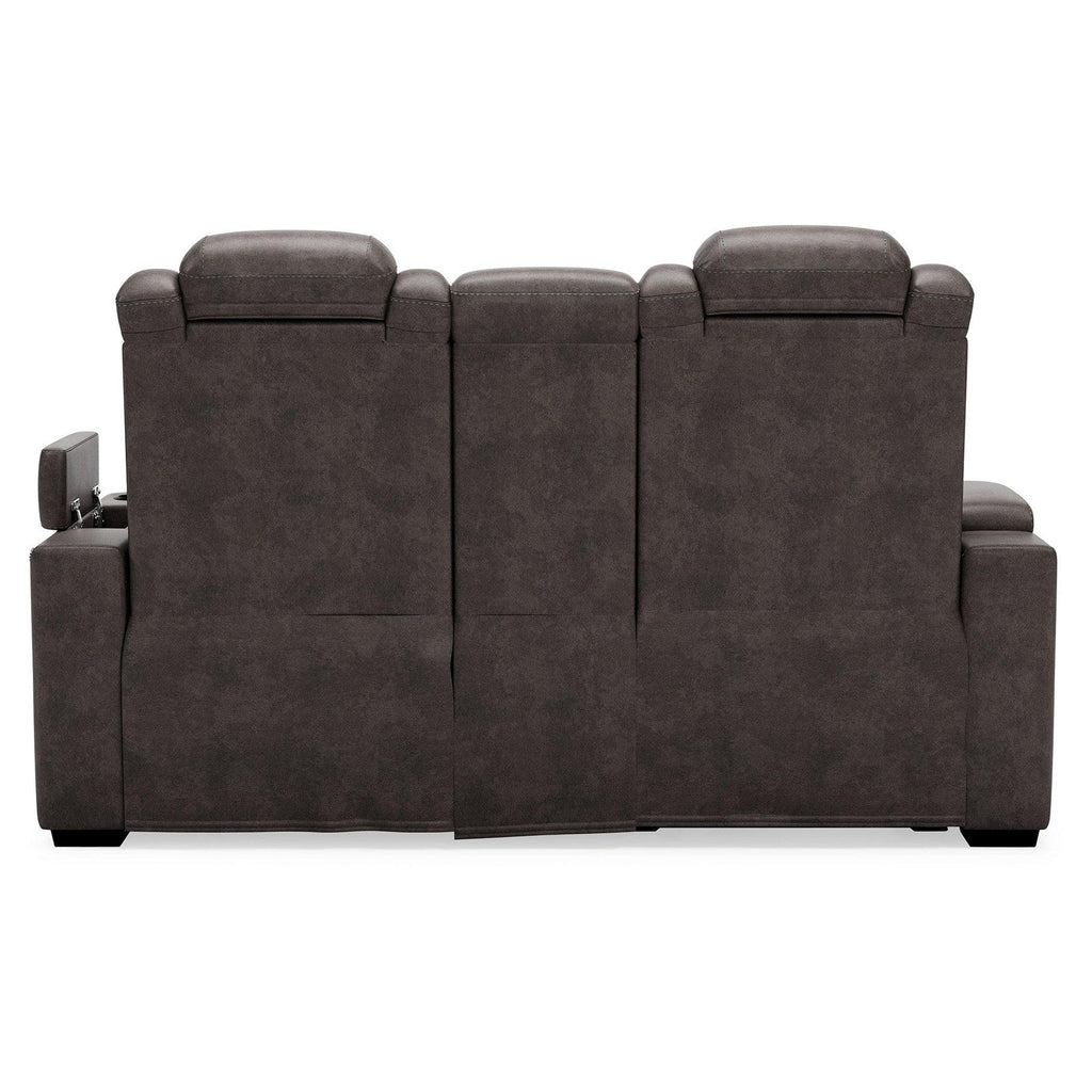 HyllMont Power Reclining Loveseat with Console Ash-9300318