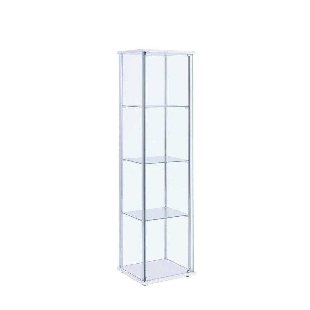 Zahavah 4-shelf Hexagon Shaped Curio Cabinet White and Clear