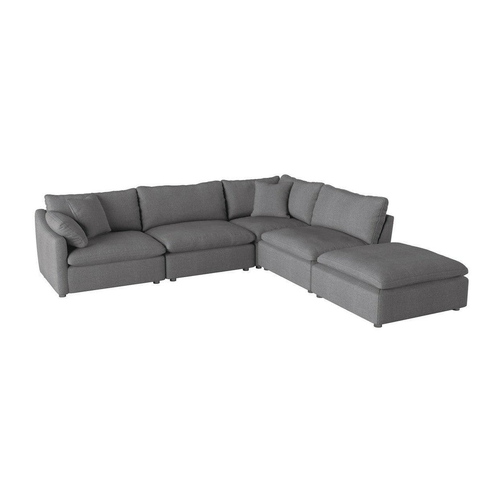 (5)5-Piece Sectional with Ottoman 9544GY*5OT