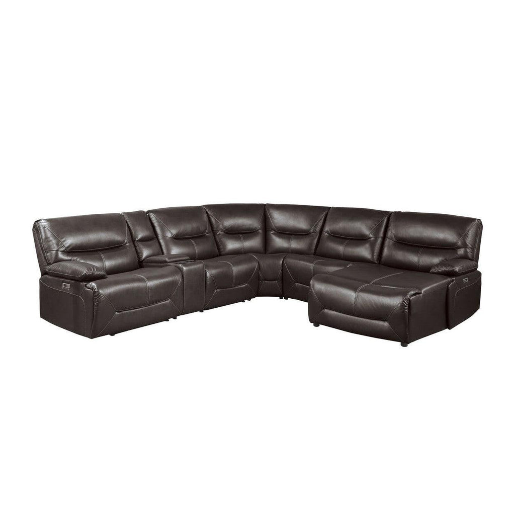 (6)6-Piece Power Reclining Sectional with Right Chaise 9579BRW*6LRRCPW