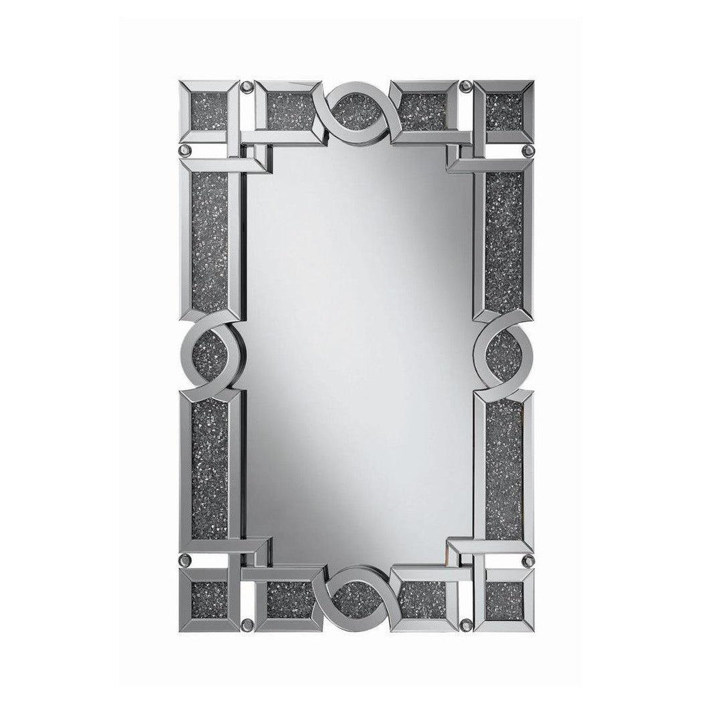 Jackie Interlocking Wall Mirror with Iridescent Panels and Beads Silver 961444