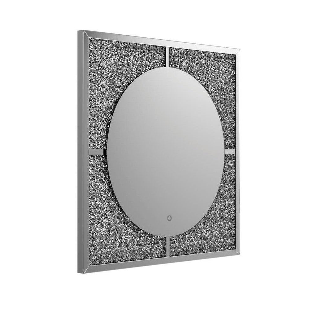 Theresa LED Wall Mirror Silver and Black 961554