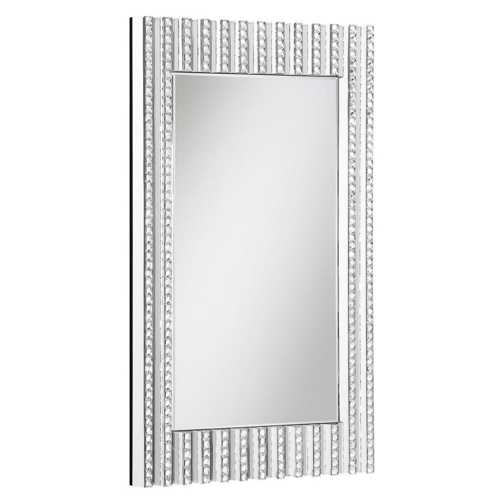 Aideen Rectangular Wall Mirror with Vertical Stripes of Faux Crystals 961614