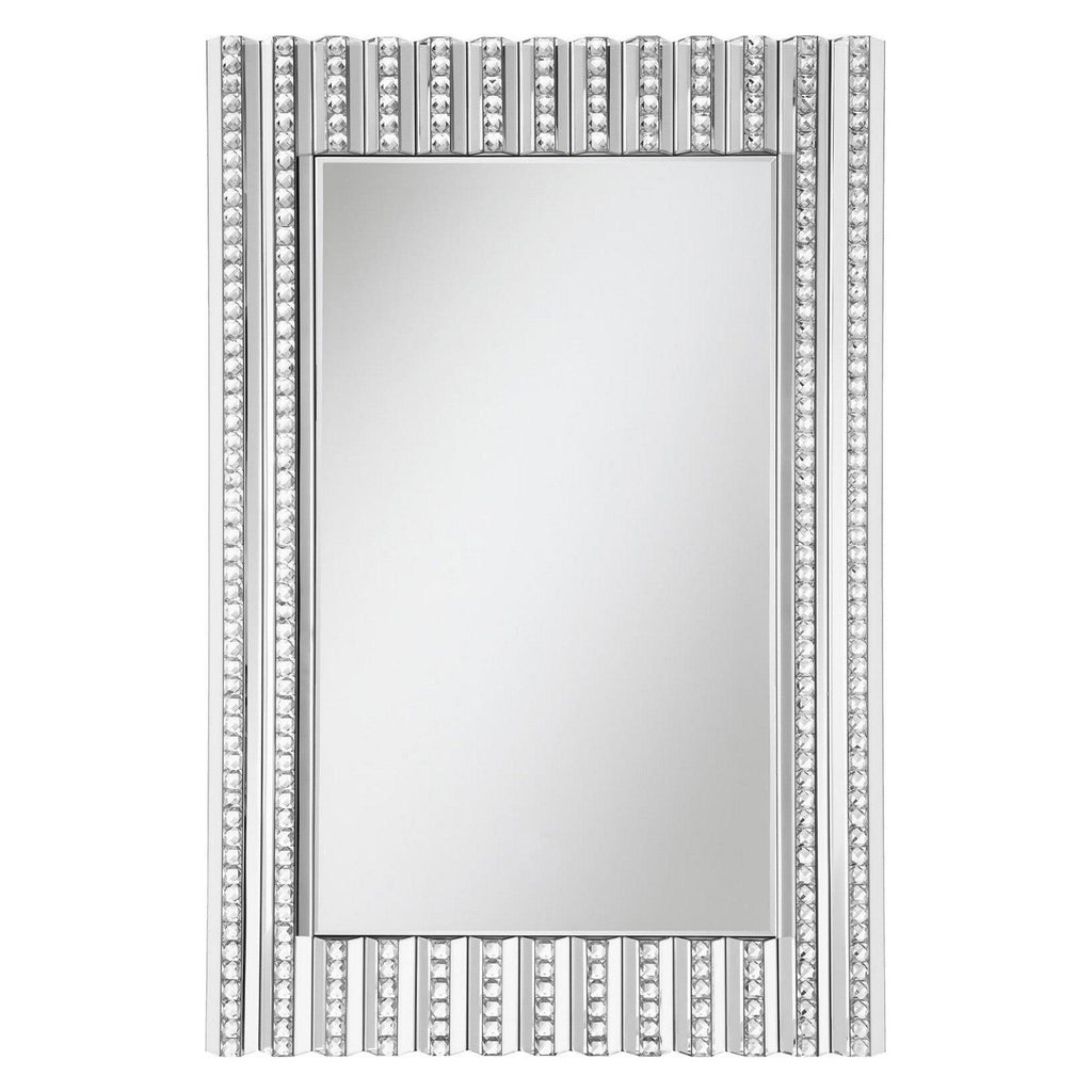 Aideen Rectangular Wall Mirror with Vertical Stripes of Faux Crystals 961614