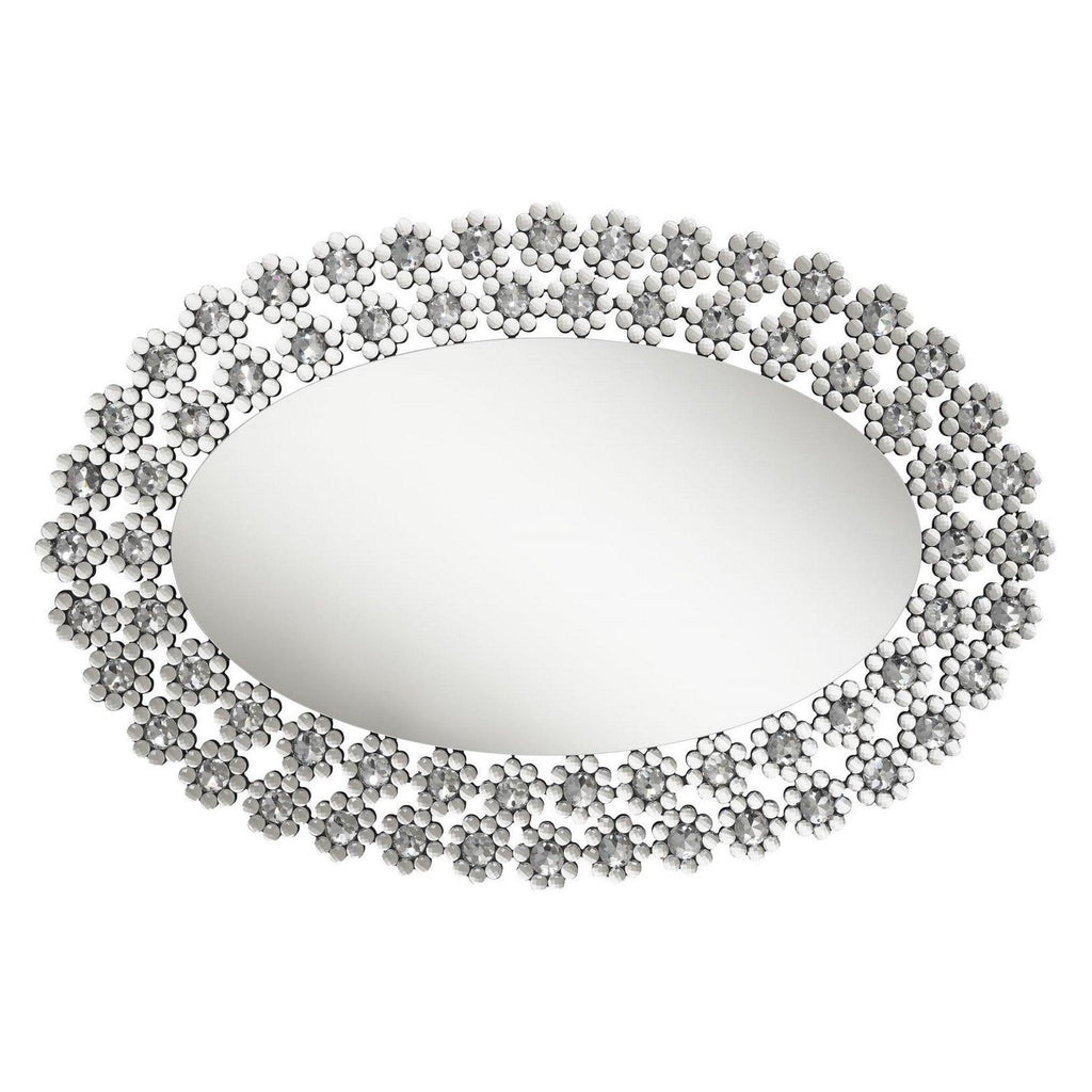 Colleen Oval Wall Mirror with Faux Crystal Blossoms 961615