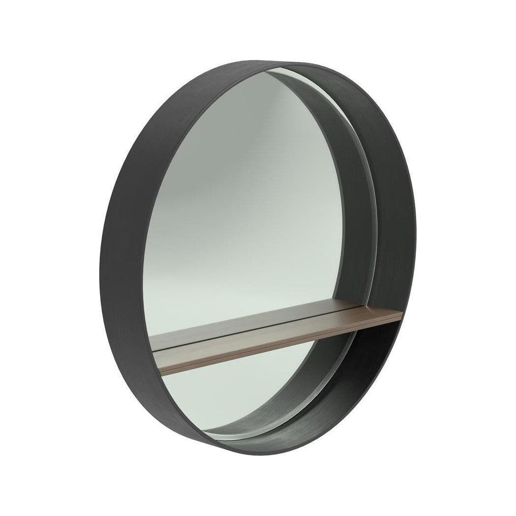 Round Mirror with Shelf Black 962883