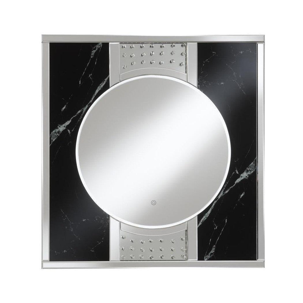 Carter Square LED Wall Mirror Silver and Black 963480