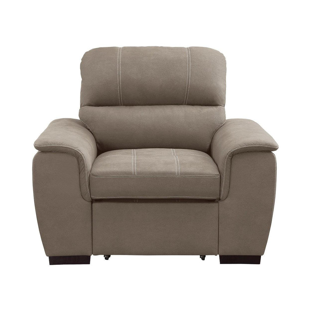 CHAIR W/ PULL-OUT OTTOMAN, TAUPE 100% POLYETSER 9858TP-1