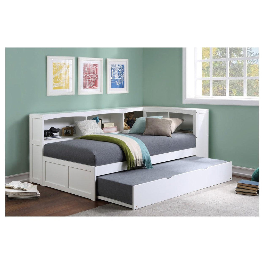 (4) Twin Bookcase Corner Bed with Twin Trundle B2053BCW-1BCR*