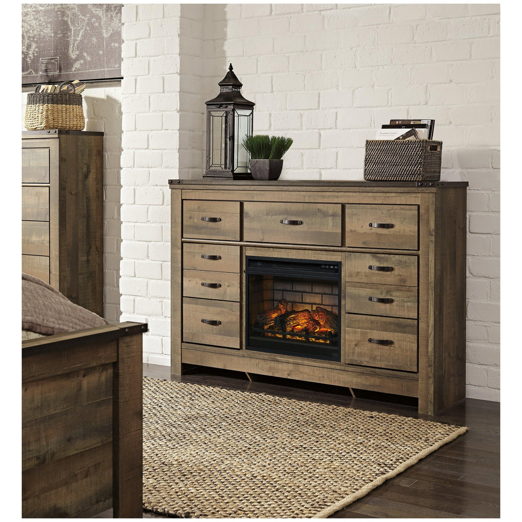Trinell Dresser with Electric Fireplace Ash-B446B49