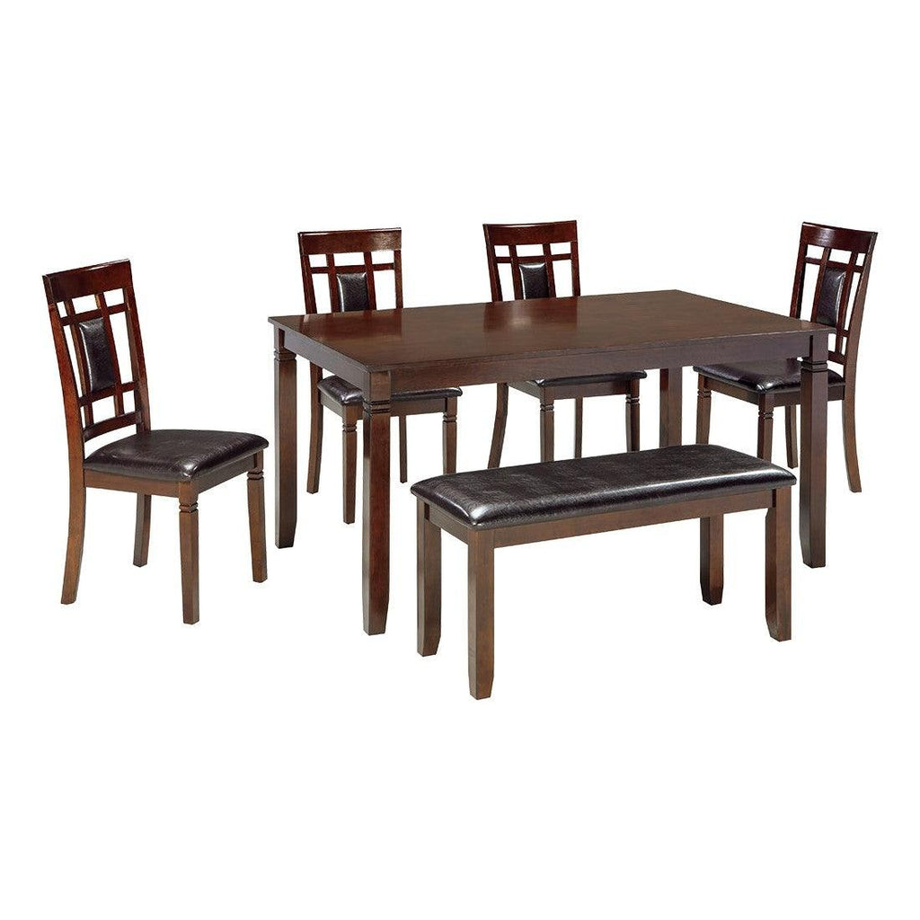 Bennox Dining Table and Chairs with Bench (Set of 6) Ash-D384-325