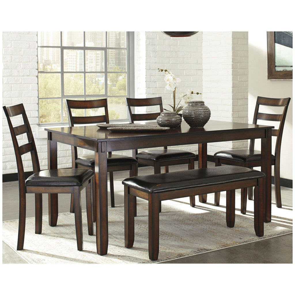 Coviar Dining Table and Chairs with Bench (Set of 6) Ash-D385-325