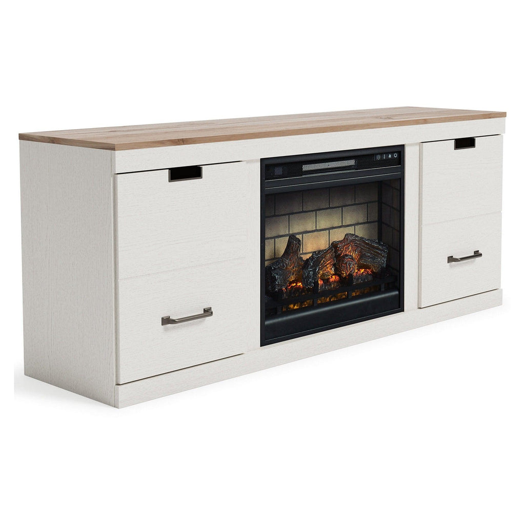 Vaibryn 60" TV Stand with Electric Fire Place Ash-EW1428W2