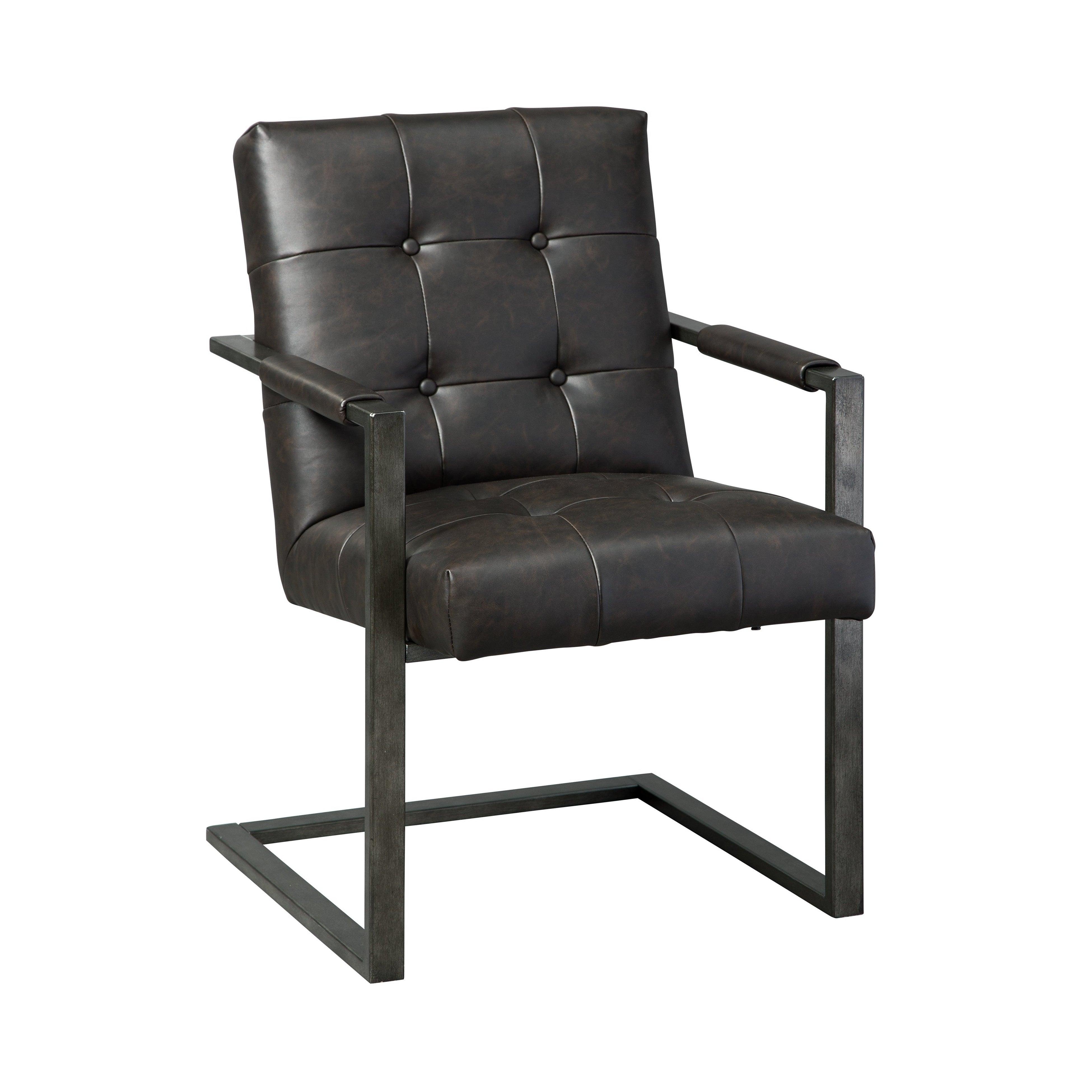 Signature Design by Ashley Corbindale Swivel Desk Chair with Brown Cushion  in Black