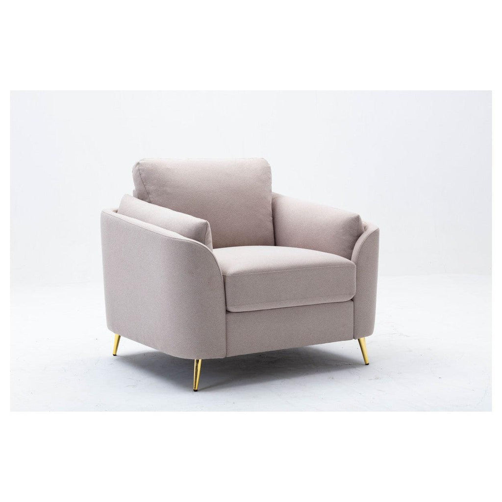 CHAIR, BEIGE WITH GOLD METAL LEGS HM5208BE-1