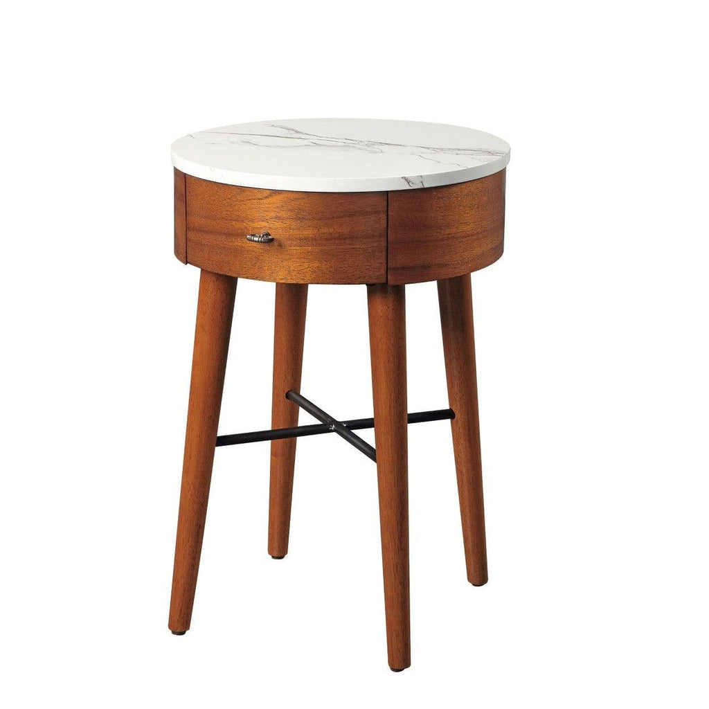 ROUND END TABLE WITH FAUX MARBLE HM7921