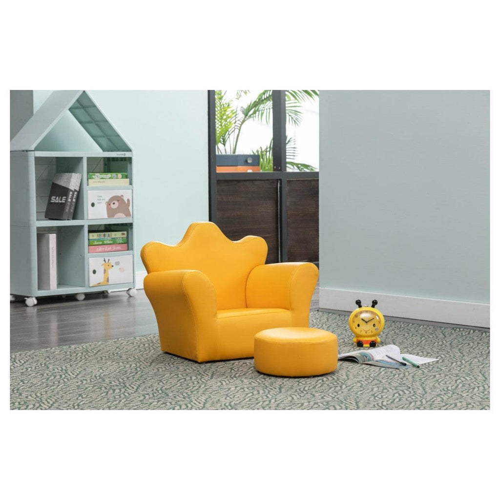 Kids Chair with Ottoman, Crown Yellow HMK216YW-1